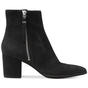 Michael Kors Dawson Black Suede Leather Pointed Toe Heeled Ankle Booties Size 9
